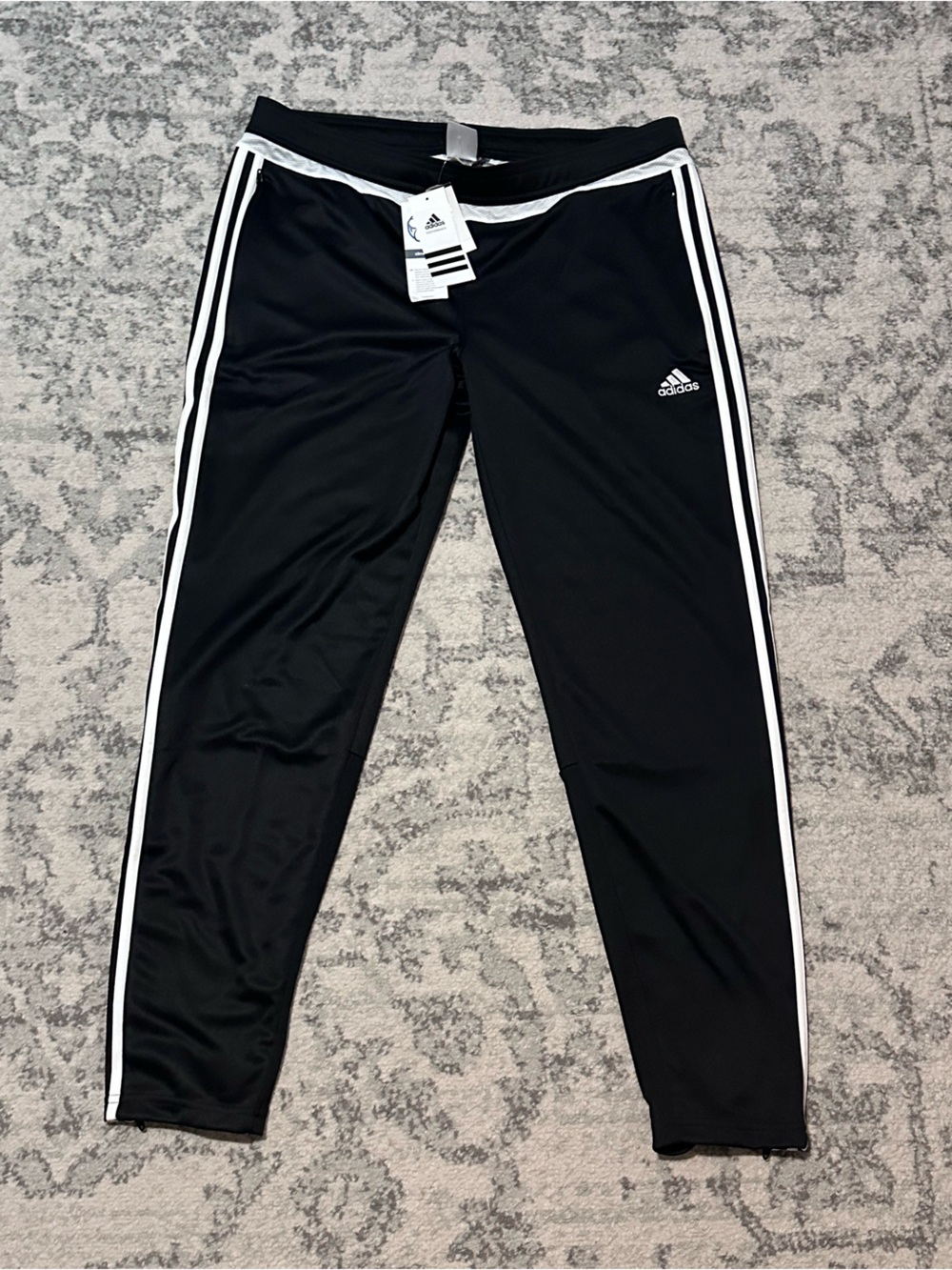Adidas Womans Black Track Pants with White Stripes - Picture 2 of 6